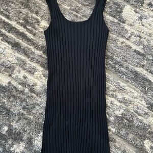 #68 a new day Black Ribbed Midi Dress